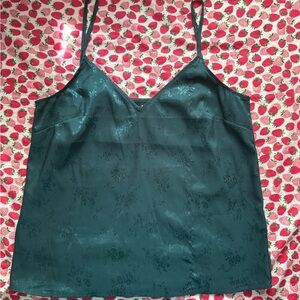 H&M Satin V-Neck Camisole with Jacquard Floral